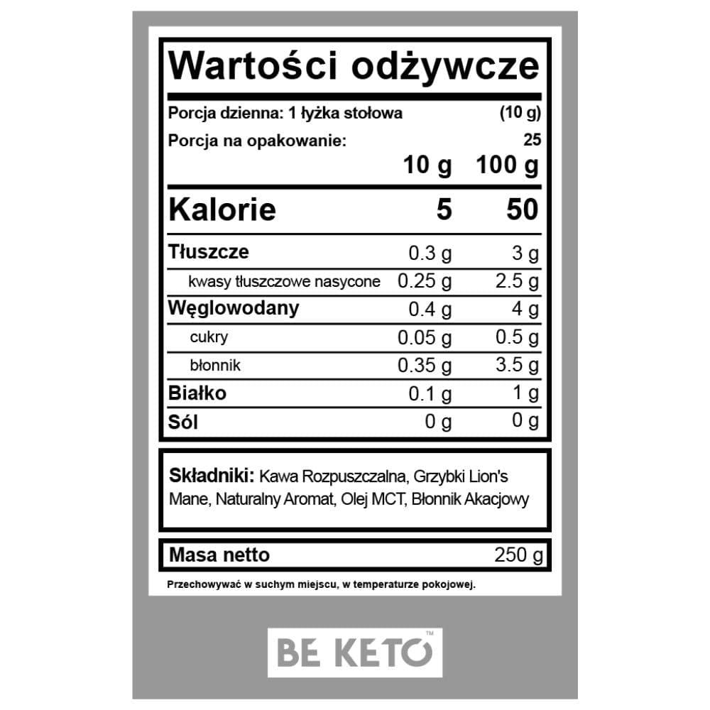 BeKeto Instant Coffee Brain Fuel, French Vanilla - 250 g