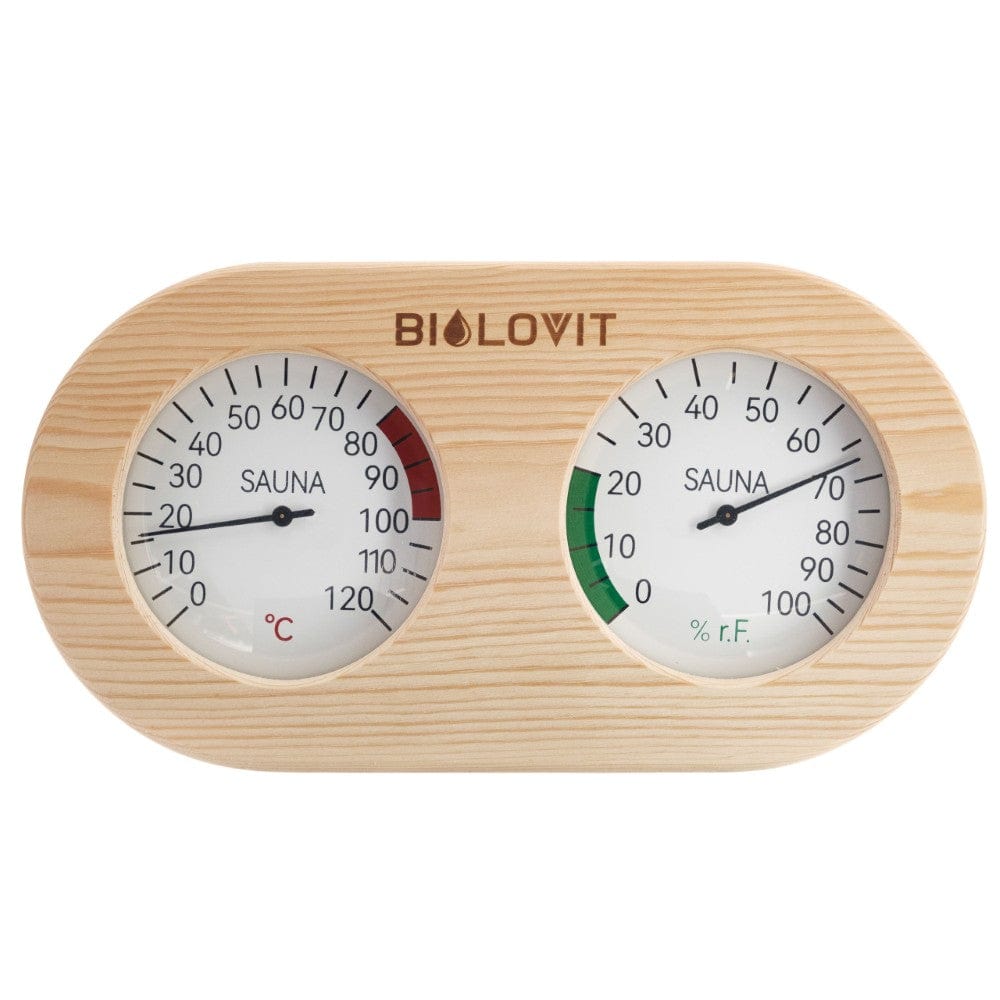Bilovit Pine Sauna Thermometer with Hygrometer