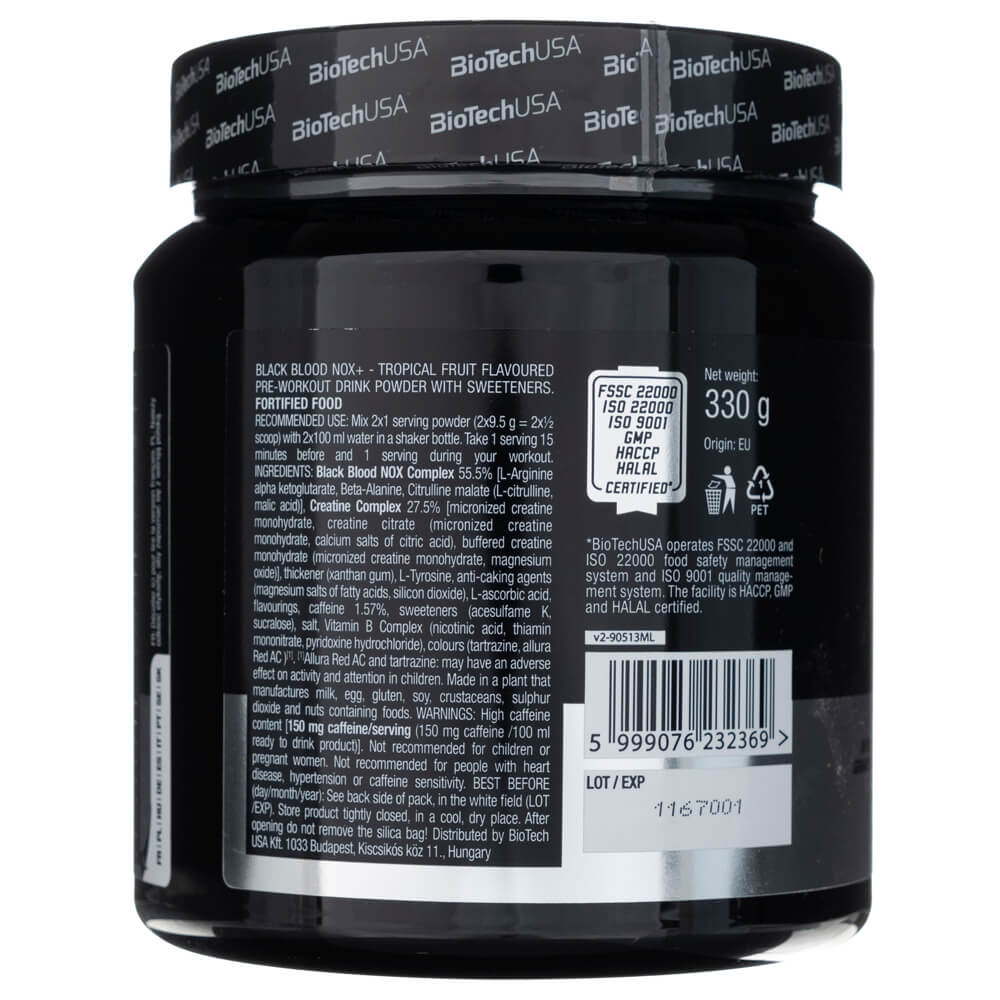 BioTech USA Black Blood NOX+, Tropical Fruit Flavoured - 330 g