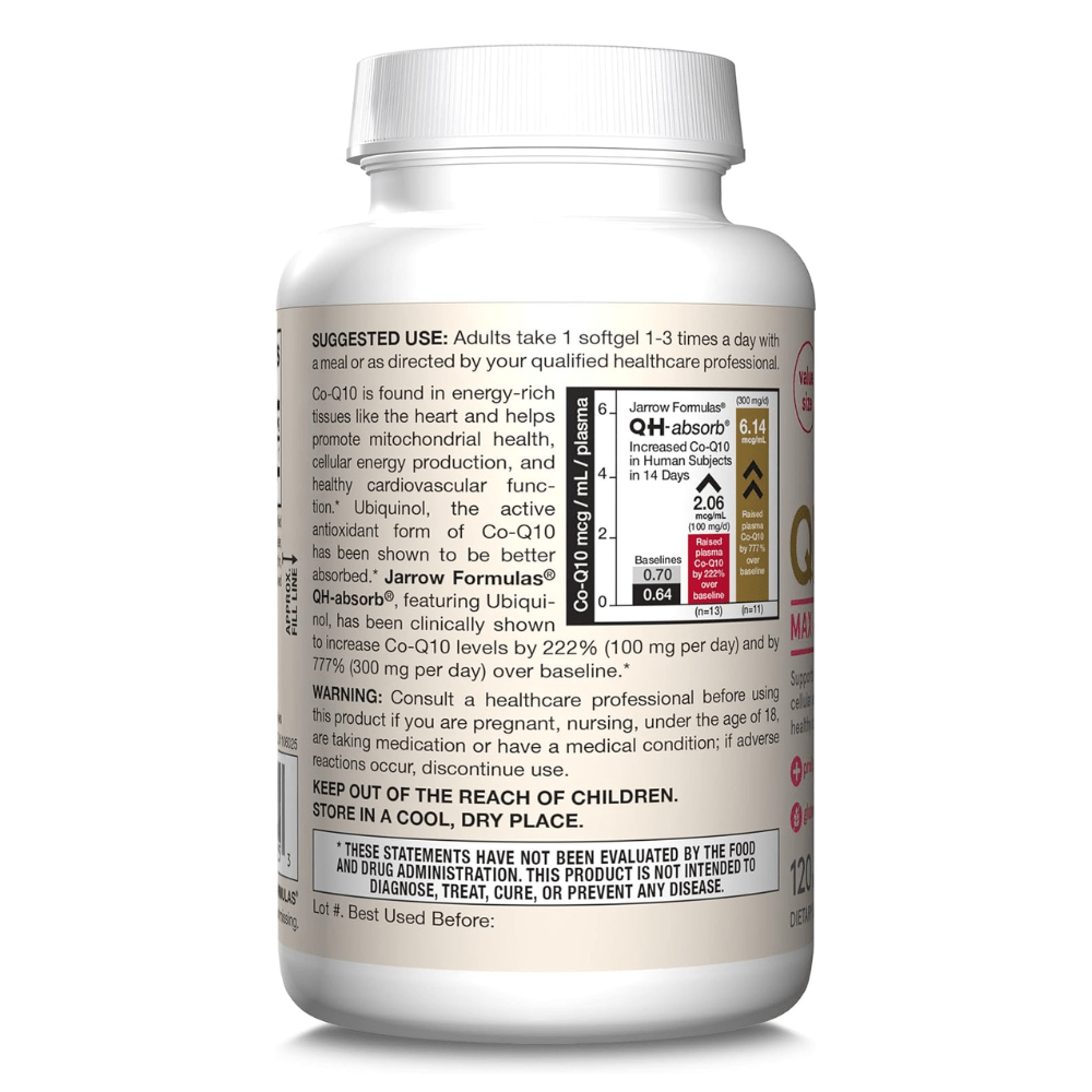 Jarrow Formulas Ubiquinol QH-absorb (Ubichinol) 100 mg - 120 Capsules