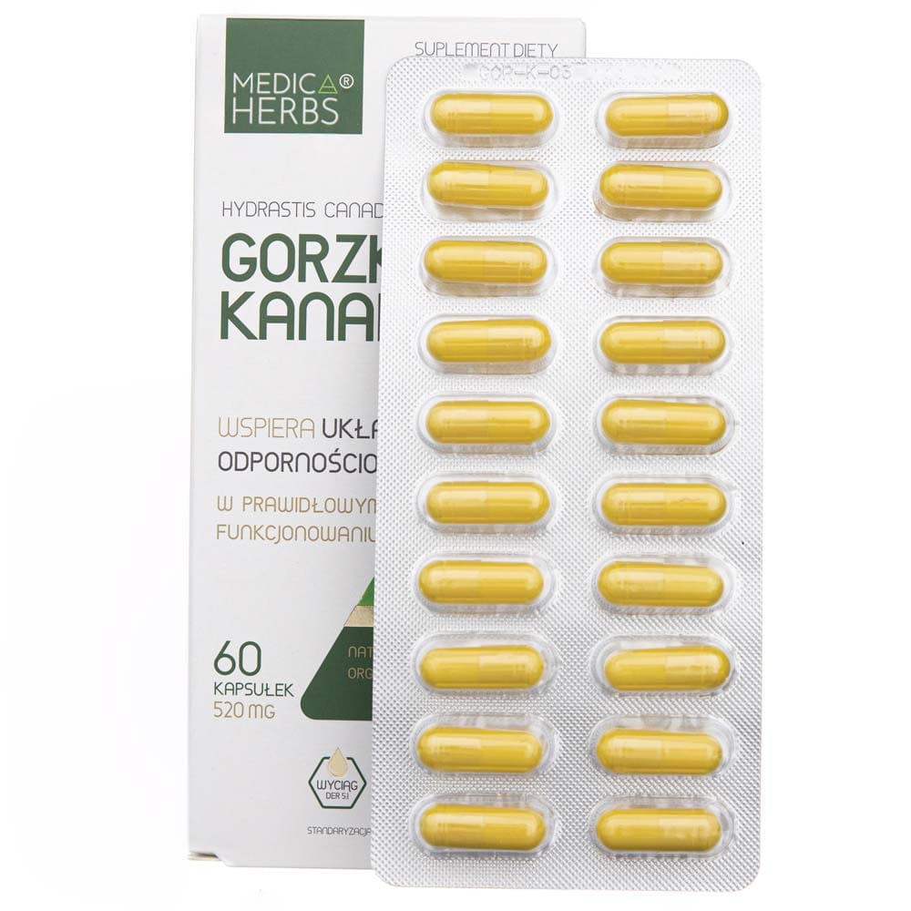 Medica Herbs Hydrastis Canadensis (Canadian Bitterroot) 520 mg - 60 Capsules