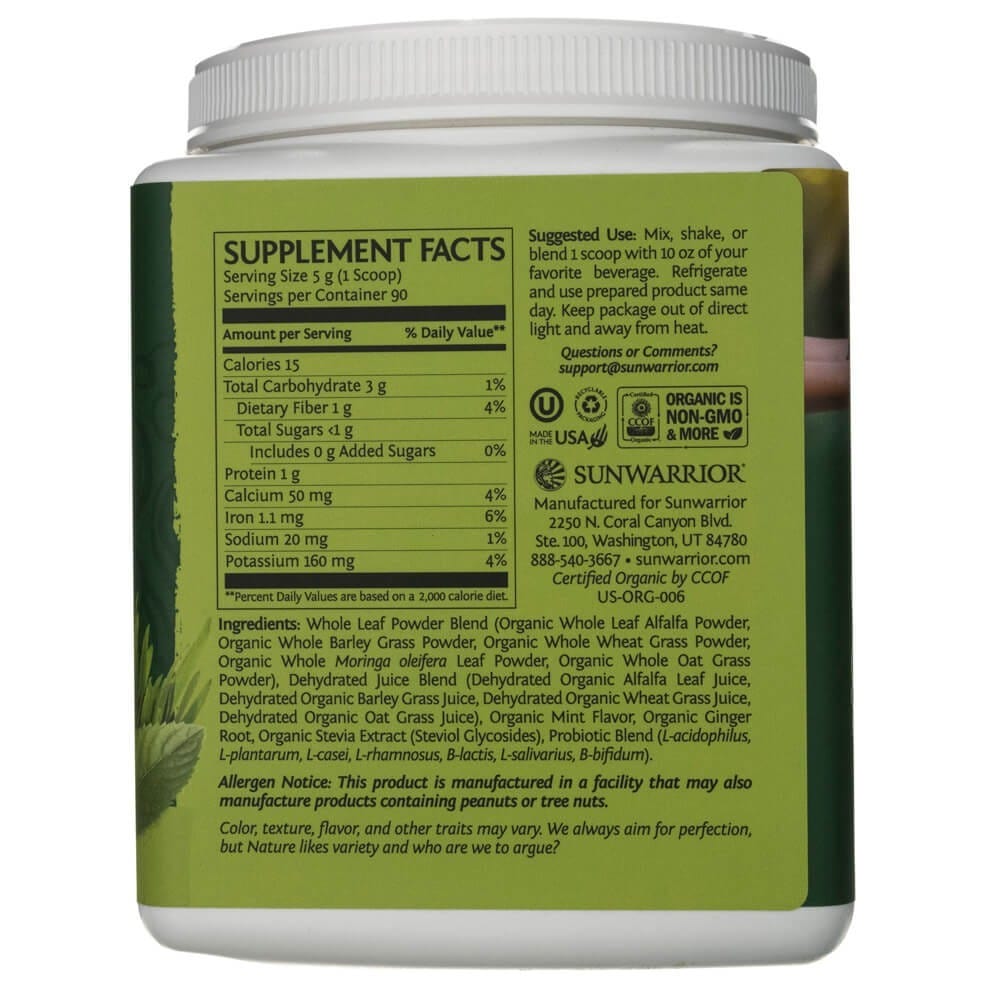 Sunwarrior Ormus SuperGreens, Mint - 450 g