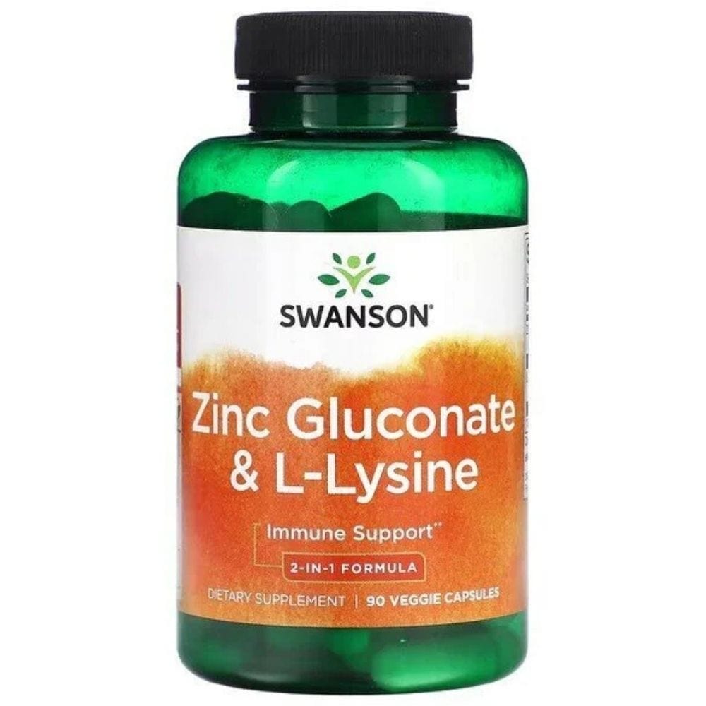 Swanson Zinc Gluconate + L-Lysine - 90 Capsules