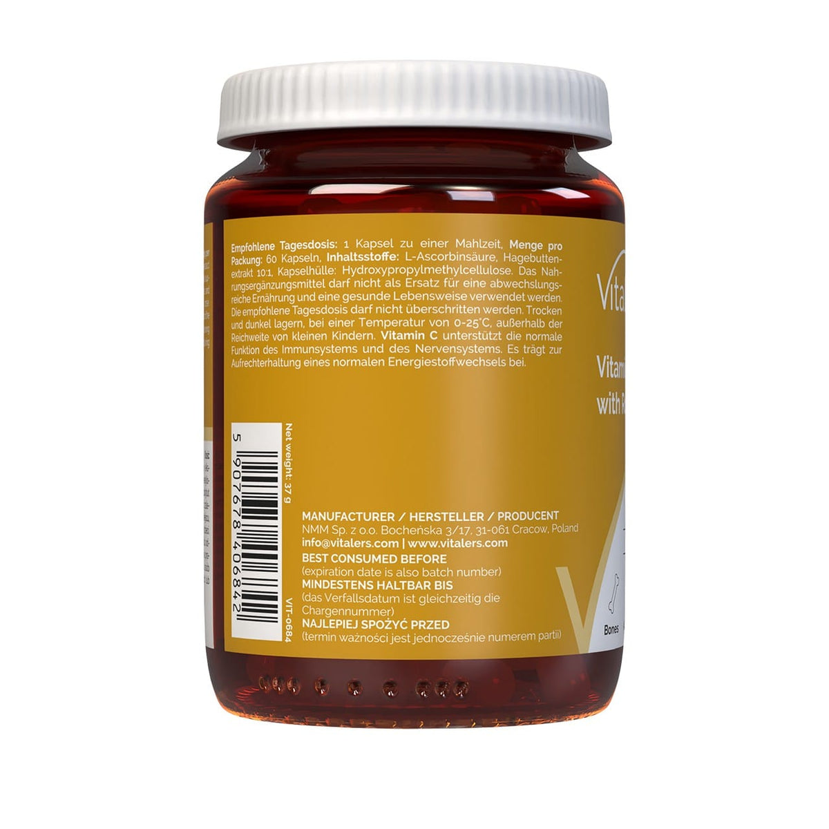 Vitaler's Vitamin C with Rosehip 1000 mg - 60 Capsules