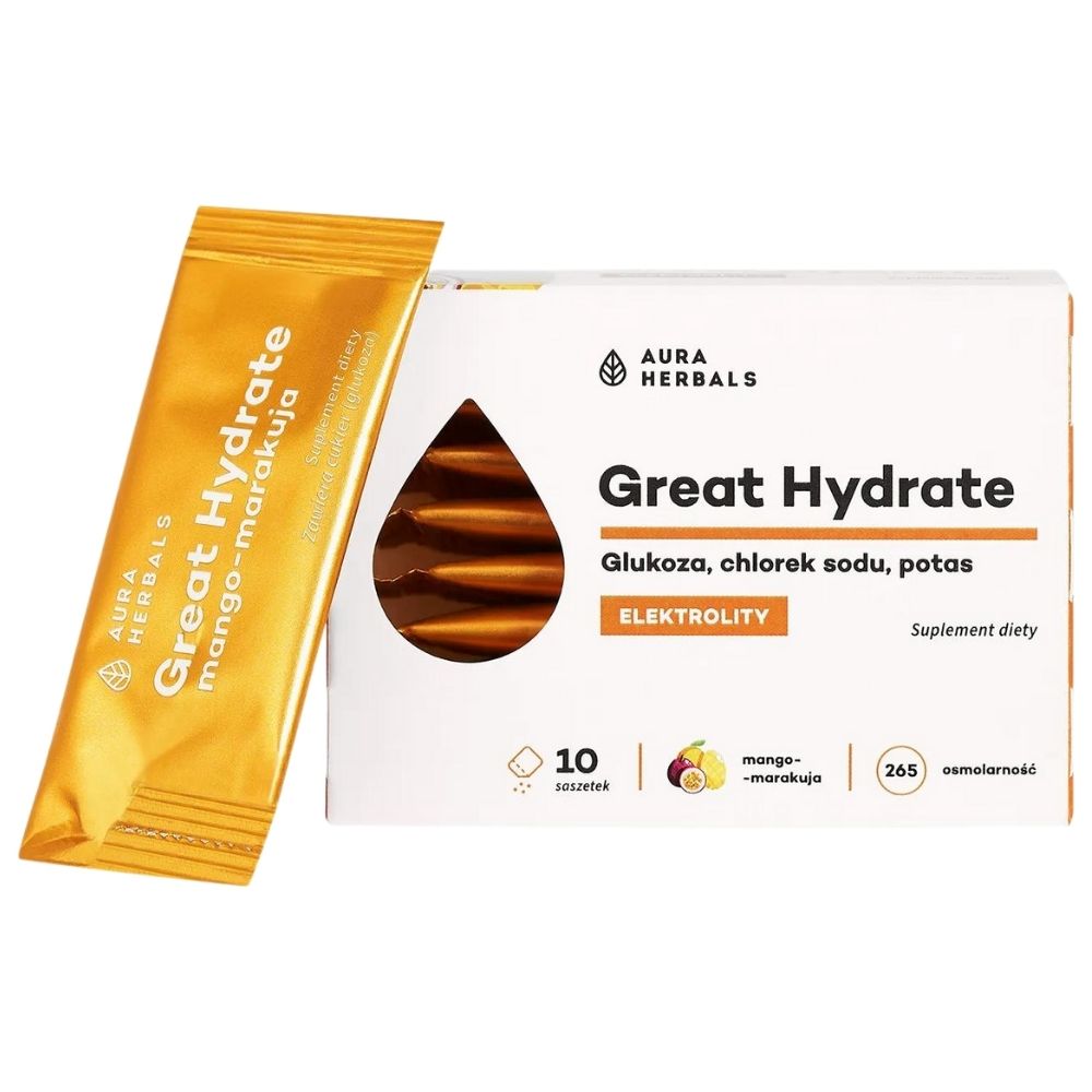 Aura Herbals Great Hydrate Electrolytes, Mango - Passion Fruit - 10 Sachets