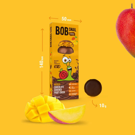 Bob Snail Snack à la mangue en chocolat belge, Sans sucre - 30 g