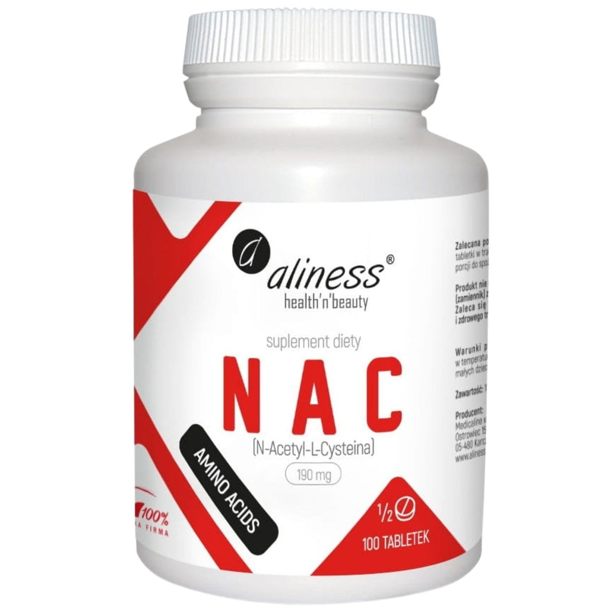 Aliness NAC N-Acetyl-L-Cysteine 190 mg - 100 Tablets