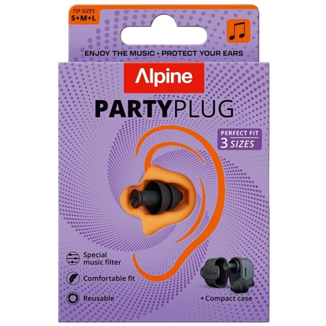 Alpine PartyPlug Multisize Earplugs - Black (3 Sizes)