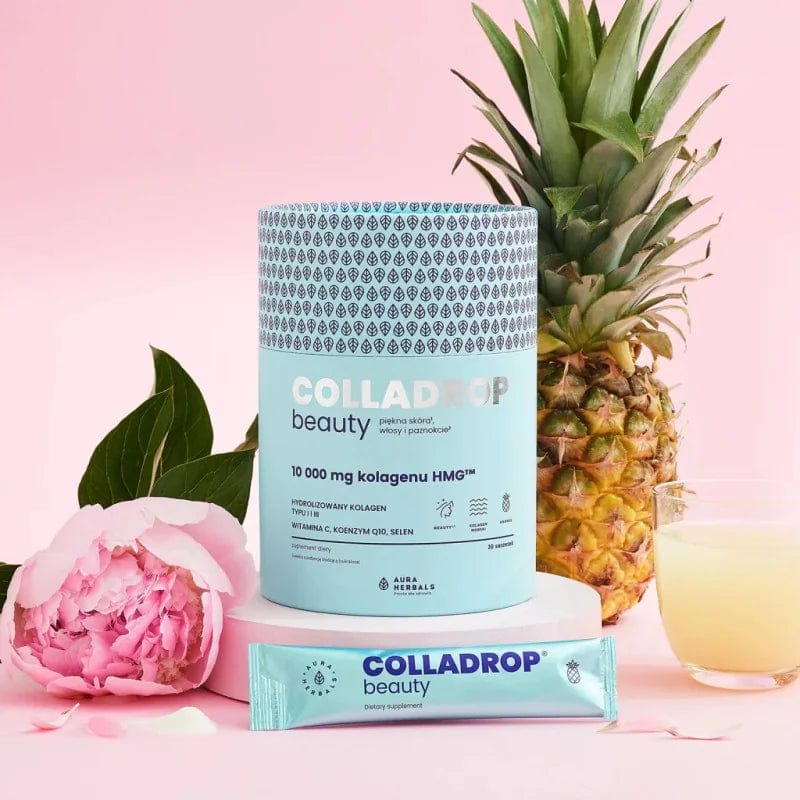 Aura Herbals Colladrop® Beauty HMG Collagen 10 000 mg, Pineapple - 30 Sachets