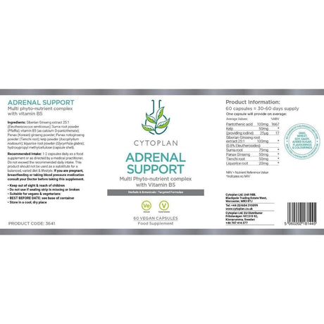 Cytoplan Adrenal Support - 60 Capsules