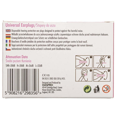 Haspro Multi10 Earplugs Pink - 10 Pairs
