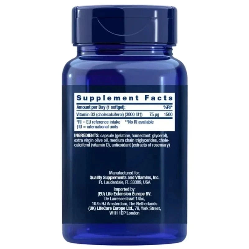 Life Extension Vitamin D3 75 mcg (3000 IU) EU - 120 Softgels