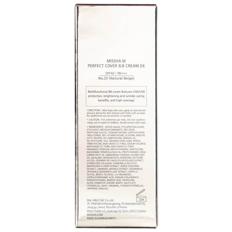 Missha M Perfect Cover B.B Cream SPF 42 PA+++ NO.23 Natural Beige KOR - 20 ml