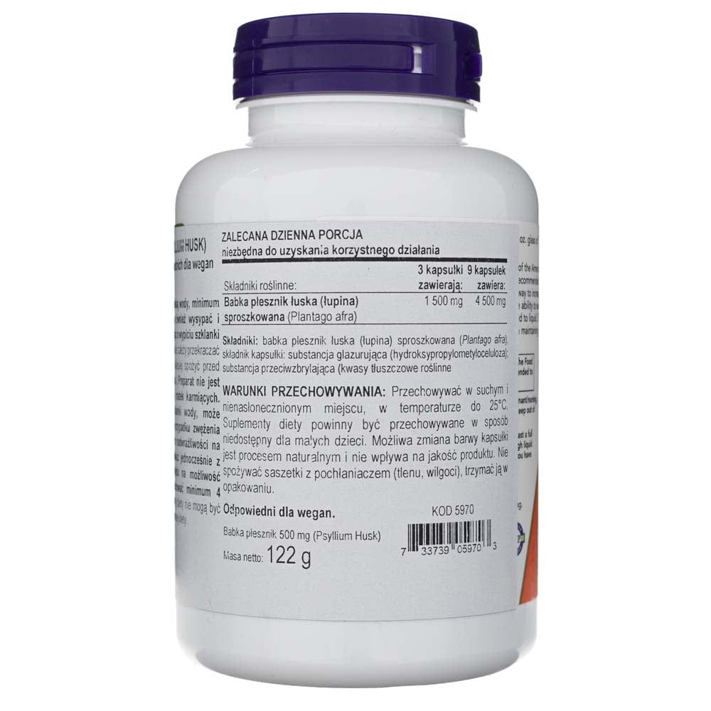 Now Foods Psyllium Husk 500 mg - 200 Veg Capsules