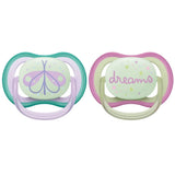 Philips Avent Ultra Air Nighttime Pacifier, 0-6 Months, Girl - 2 Pieces
