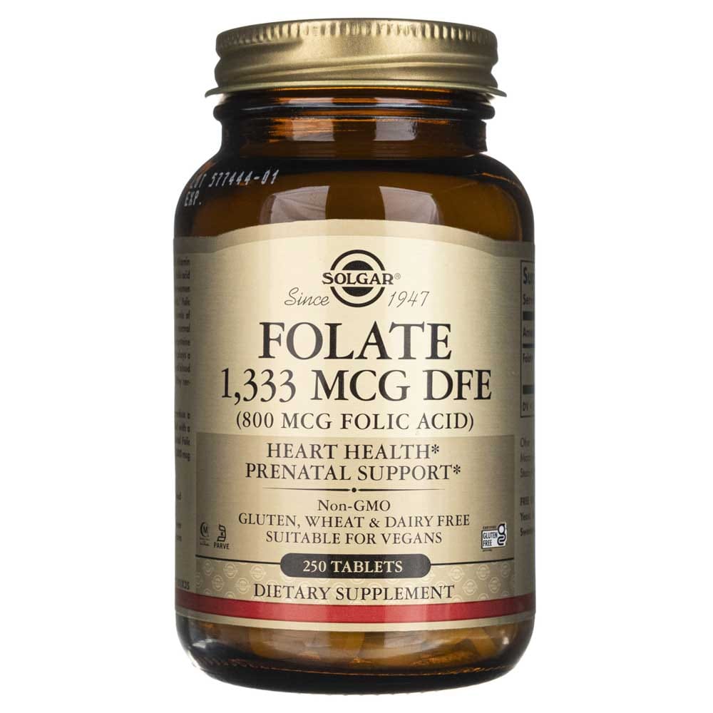 Dfe 800 Solgar Folate 1, 333 mcg DFE ( 800 mcg Acide folique ) 250 Comprimés ...