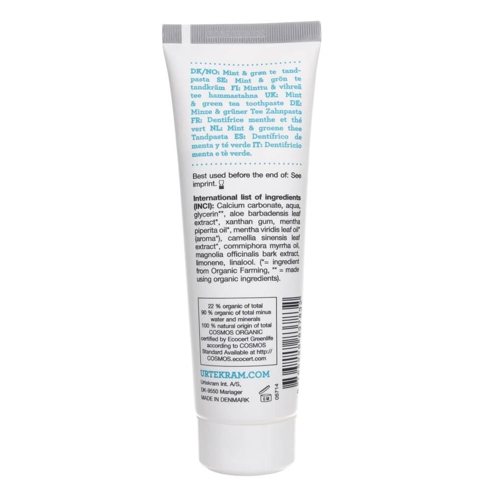 Urtekram Toothpaste without Fluoride Mint and Green Tea - 75 ml