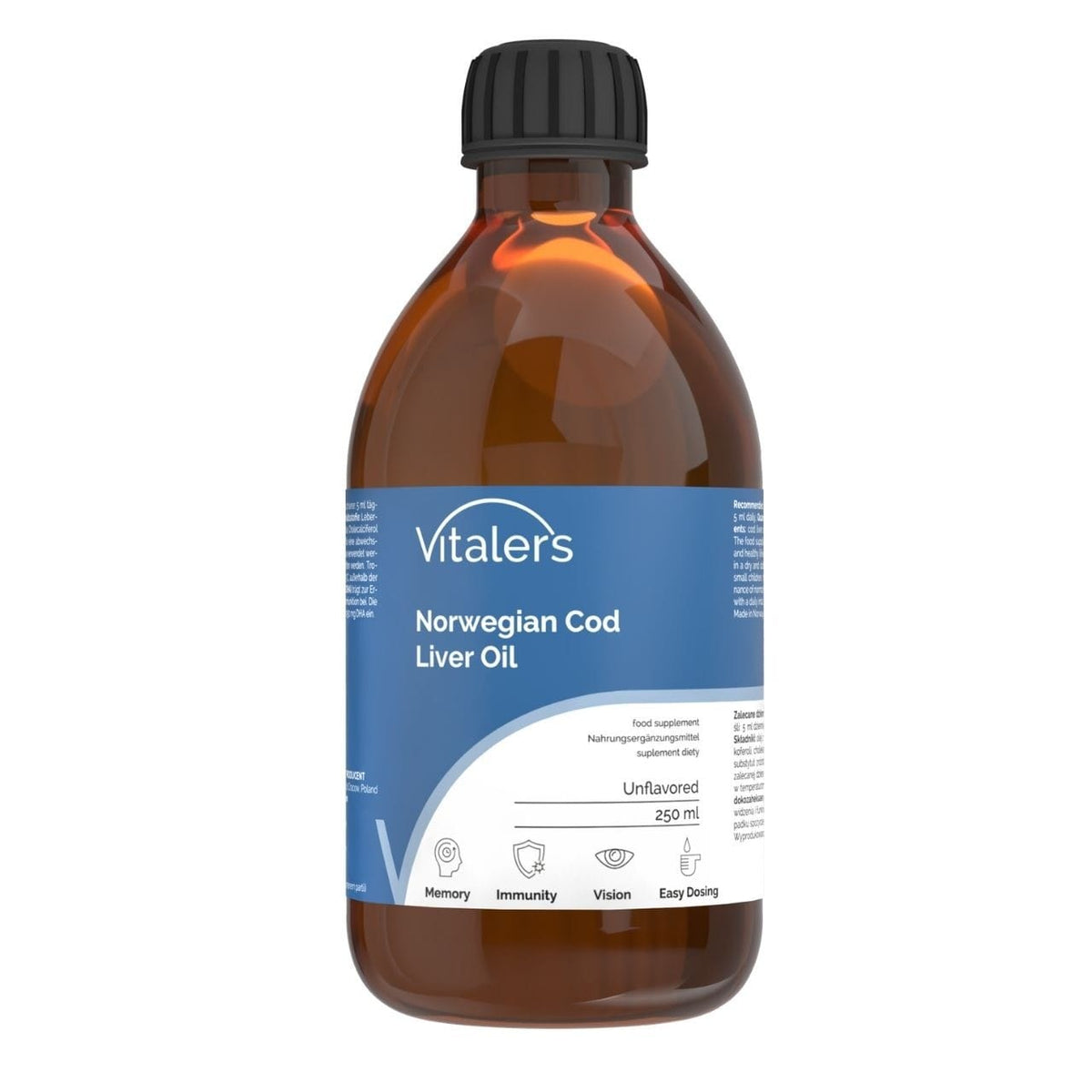 Vitaler's Omega-3 Norwegian Cod Liver Oil 1250 mg, Unscented - 250 ml