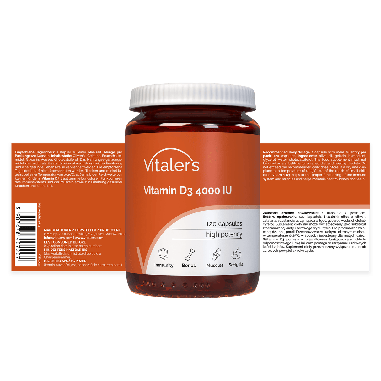Vitaler's Vitamin D3 4000 IU - 120 Softgels