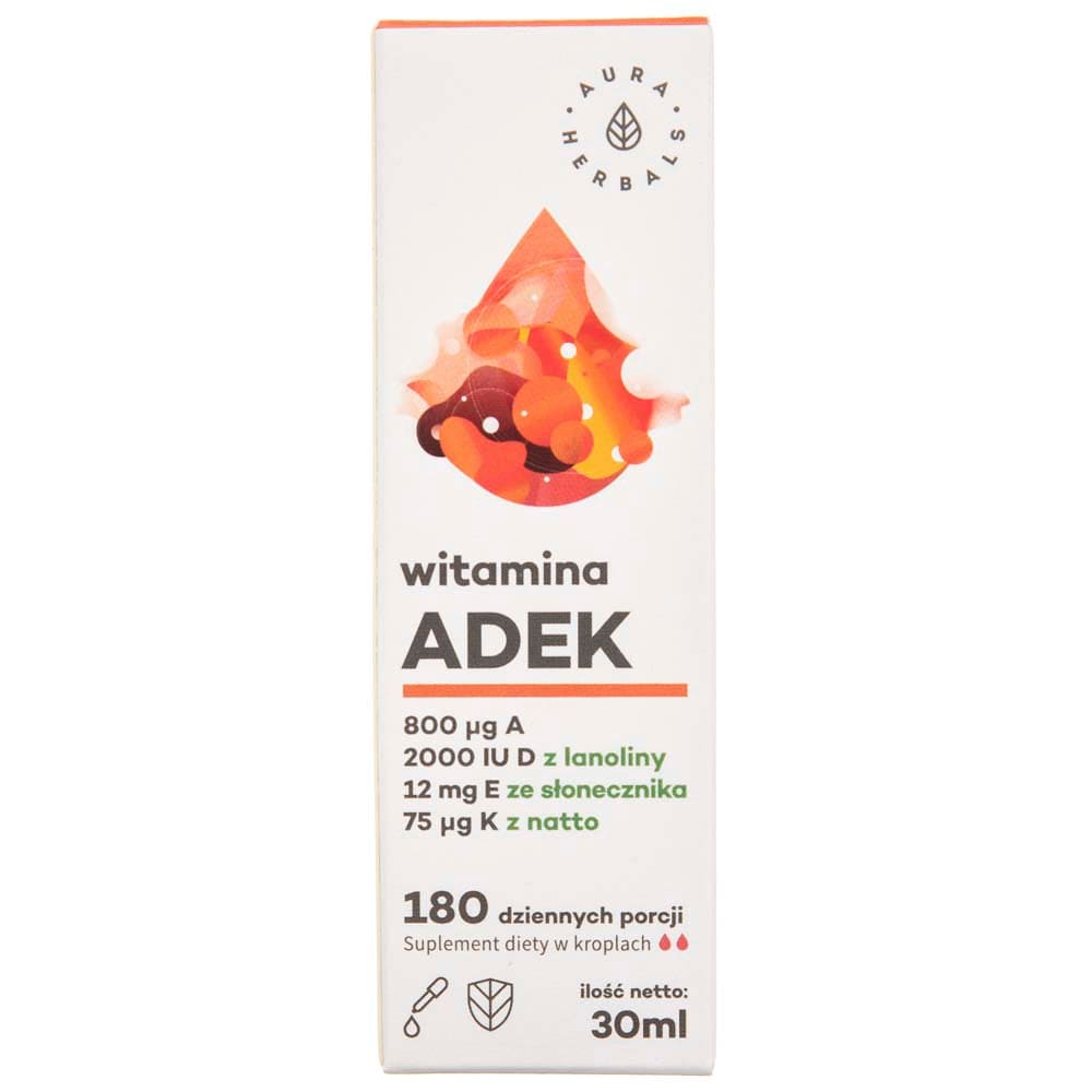 Aura Herbals Vitamin “ADEK” A + D3 (2000IU) + E + K2 MK7 drops - 30 ml