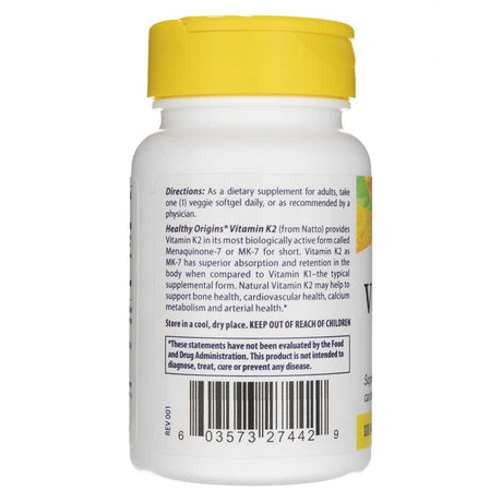 Healthy Origins Vitamin K2 as MK-7 100 mcg - 60 Softgels