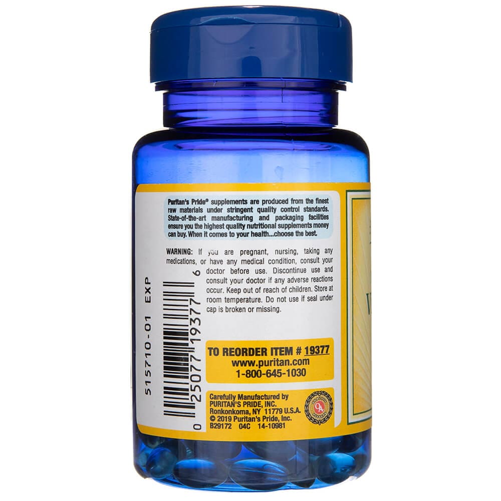 Puritan's Pride Vitamin D3 125 mcg (5000 IU) - 100 Softgels